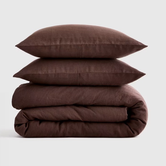 QUINCE European Linen Duvet Cover Set Full/Queen Espresso 0549 - Picture 1 of 10